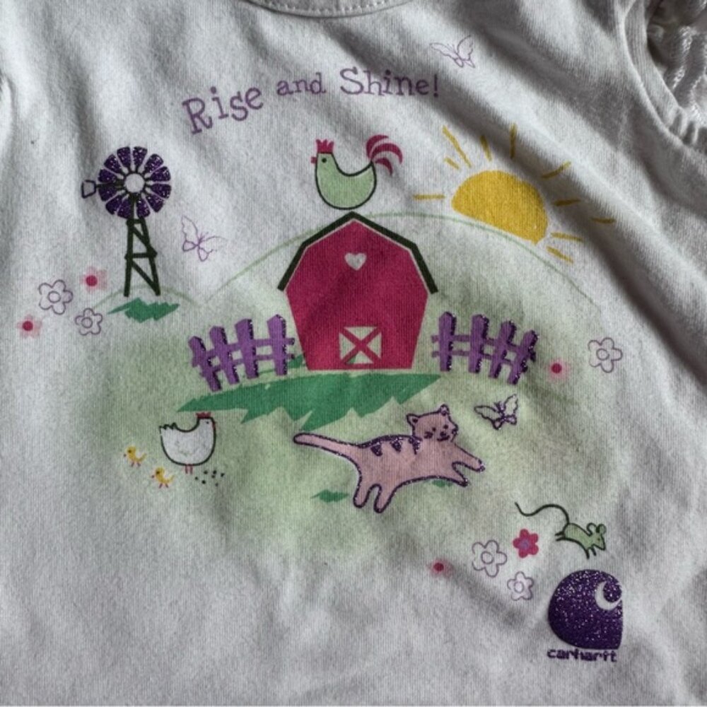 Carhartt | "Rise and Shine" Farm Short Sleeve Bodysuit | Size 6 Months - Picture 4 of 10
